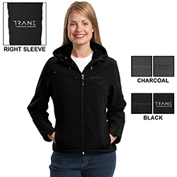 LADIES TEXTURED HOODED SOFTSHEL JACKET