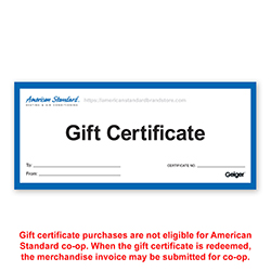 AMERICAN STANDARD GIFT CERTIFICATE